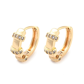 Rack Plating Brass with Cubic Zirconia Hoop Earrings for Women, Ring, Light Gold, 16x6mm