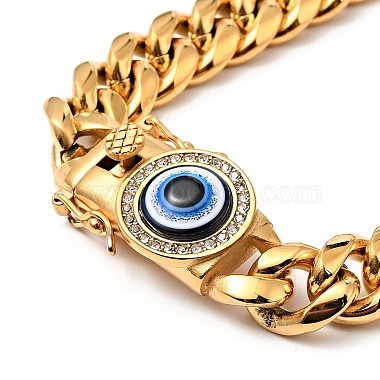 Ion Plating(IP) 304 Stainless Steel Curb Chain Necklace with Crystal Rhinestone(NJEW-E038-03G-02)-3