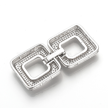 Brass Micro Pave Cubic Zirconia Fold Over Clasps(ZIRC-S058-01P)-2