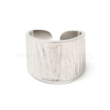 304 Stainless Steel Textured Wide Open Cuff Ring for Women(RJEW-E063-22P)-2