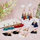 6 Pairs 6 Colors Leaf & Cotton Tassel Chandelier Earrings(EJEW-FI0003-14)-4