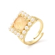 Natural Mixed Gemstone Square Adjustable Ring with Plastic Pearl Beaded(RJEW-E075-04G)-5