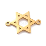 304 Stainless Steel Links Connectors, Laser Cut, Star of David, Golden, 13x20.5x1mm, Hole: 1.5mm(STAS-N094-05G)