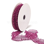 20 Yards Polyester Pleated Elastic Lace Trim, Ruffled Trimming for Bowknot Making, Medium Violet Red, 1-1/4 inch(33mm)(SRIB-M015-01B)