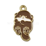 Golden Plated Alloy Enamel Pendants, Animal Charms, Beaver, 23x12x1.5mm, Hole: 1.6mm(ENAM-L049-01G-07)
