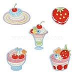 10Pcs 5 Styles Computerized Embroidery Cloth Iron On/Sew On Patches, Costume Accessories, Appliques, Food, Mixed Shapes, Mixed Color, 37.5~65.5x37~65x1.5~1.8mm, 2pcs/style(PATC-CJ0001-07)