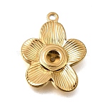 304 Stainless Steel Pendants, Flower Charms, Golden, 20x15x2.5mm, Hole: 1.4mm(SA-CBAF4B0-01G-02)