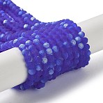Transparent Glass Beads Strands, Faceted, Frosted, Half AB Color Plated, Rondelle, Mauve, 4~4.5x3.5~4mm, Hole: 1mm, about 105~110pcs/strand, 38~39cm(EGLA-A034-T4mm-MB31)