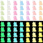 56Pcs 7 Colors Luminous Resin Frog Display Decoration, Glow in the Dark Ornaments, Mixed Color, 14x13.5x16.5mm, 8pcs/color(JX877A)