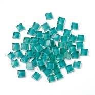 Mosaic Glass Tiles, Stained Square Pieces, for Home Decoration or DIY Crafts, Light Sea Green, 9.5x9.5x4~4.5mm, about 300pcs/bag(GLAA-D091-05)