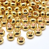 Brass Flat Round Spacer Beads, Golden, 6x4mm, Hole: 2mm(KK-M085-18G-NR)