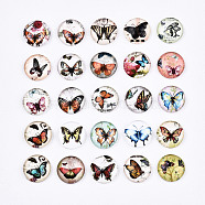 Printed Glass Half Round/Dome Cabochons, Mixed Color, 12x4mm(GGLA-N004-12mm-C1)