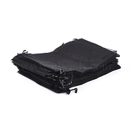 Organza Bags, with Ribbons, Black, 20x15cm(X-OP-R016-15x20cm-18)