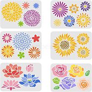 PET Plastic Drawing Painting Stencils Templates Sets, Floral Pattern, 29.7x21cm, 6 sheets/set(DIY-WH0172-435)