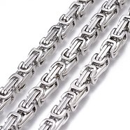 304 Stainless Steel Byzantine Chains, Unwelded, Stainless Steel Color, 8~11.5x5mm(CHS-K010-03A-P)