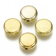 CCB Plastic Beads, for DIY Jewelry Making, Flat Round, Golden, 9x4mm, Hole: 1.2mm(X-CCB-N003-46G)