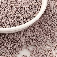 Cylinder Seed Beads, Frosted Colors, Uniform Size, Rosy Brown, 2x1.3~1.5mm, Hole: 0.8~1mm, about 40000pcs/bag, 450g/bag(SEED-H001-C02)