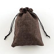 Polyester Imitation Burlap Packing Pouches Drawstring Bags, Coconut Brown, 13.5x9.5cm(ABAG-R004-14x10cm-10)