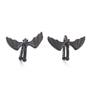Brass Cuff Earrings for Halloween, Bat Ear Cuff Non Pierced Earring, Electrophoresis Black, 10x14.5x1.5mm(EJEW-L257-01B)