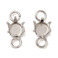 304 Stainless Steel Charms Rhinestone Claw Settings, Polished, Flat Round, Stainless Steel Color, Fit for 3mm Rhinestone, 10x4x4mm, Hole: 1.8mm(STAS-U025-04A-P)