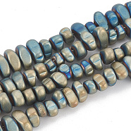 Electroplate Non-magnetic Synthetic Hematite Beads Strands, Matte Style, Chips, Green Plated, 5~10x4.5~5.5x4mm, Hole: 1mm, about 105pcs/strand, 14.9 inch(G-T061-103H)