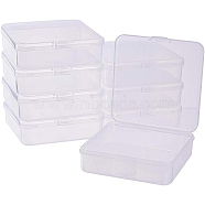 Plastic Bead Containers, Square, Clear, 10.7x10.7x3.4cm, Inner Size: 10.4x10.4x3.1cm, 8pcs/box(CON-BC0005-11)