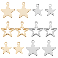 120Pcs 6 Style 304 Stainless Steel Charms, Star, Golden & Stainless Steel Color, 11~15x9.5~13x0.5~1mm, Hole: 1.4mm, 20pcs/style(STAS-SC0004-02)