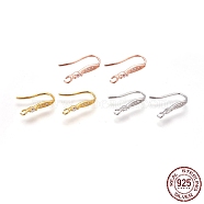 925 Sterling Silver Micro Pave Cubic Zirconia Earring Hooks, with 925 Stamp, Clear, Mixed Color, 17x2.5mm, Hole: 1mm, 20 Gauge, Pin: 0.8mm(STER-L054-29)