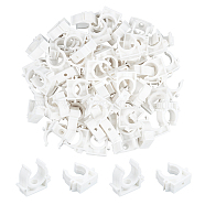 Plastic Pipe Clips, Tubing Clamps, White, 38.5x42x15mm, Hole: 4.5mm(FIND-WH0137-67A)