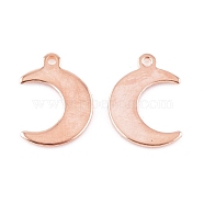 304 Stainless Steel Charms, Moon, Rose Gold, 15.5x11x1mm, Hole: 1.4mm(STAS-H557-31RG)