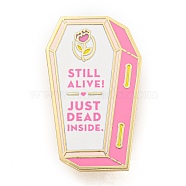 Coffin Alloy Enamel Pin Brooch, for Backpack Clothes, Flamingo, 35x21mm(JEWB-S013-06)