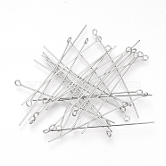 304 Stainless Steel Eye Pin, Stainless Steel Color, 50mm, Pin: 0.7mm, Hole: 2mm(STAS-Q218-03D)