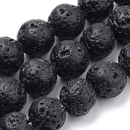 Natural Lava Rock Beads Strands, Dyed, Round, 16mm, Hole: 1mm, about 24pcs/strand, 15.7 inch(G-S259-11-16mm)