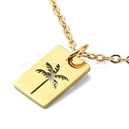 304 Stainless Steel Pendant Necklaces, Rectangle with Tree, Golden, 14.13 inch(35.9cm)(NJEW-B078-02G)
