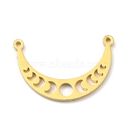 304 Stainless Steel Links, Moon Phase Links, Moon, Golden, 14x21.5x1mm, Hole: 1mm(STAS-H150-01G)