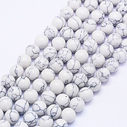 Synthetic Howlite Bead Strands, Dyed, Round, 8mm, Hole: 1mm, about 48pcs/strand, 15.74 inch(X-G-F425-37-8mm)