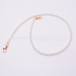 White Acrylic Round Beads Bag Handles, with Zinc Alloy Swivel Clasps and Steel Wire, for Bag Replacement Accessories, Light Gold, 80.5cm(FIND-TAC0006-23C-01)