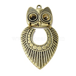 Tibetan Style Alloy Pendant Rhinestone Settings, Cadmium Free & Nickel Free & Lead Free, Owl Charms, Antique Bronze, 55x29x4mm, Hole: 2.2mm, Fit for 5.5mm Rhinestone(TIBEP-L021-03AB)