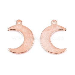 304 Stainless Steel Charms, Moon, Rose Gold, 15.5x11x1mm, Hole: 1.4mm(STAS-H557-31RG)