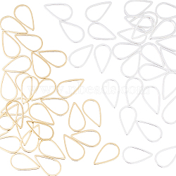 60Pcs 2 Colors Brass Linking Rings, Lead Free & Cadmium Free, Teardrop, Mixed Color, 13.5x8x1mm, Inner Diameter: 11x6.5mm, 30pcs/color(KK-HS0001-47)