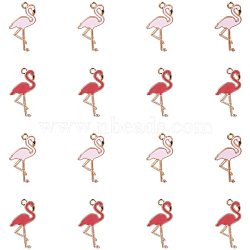 Alloy Enamel Pendants, Flamingo Shape, Light Gold, 26x14x2.5mm, Hole: 1mm, 15pcs/color, 30pcs/box(ENAM-PH0001-04LG)