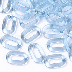 Transparent Acrylic Linking Rings, Quick Link Connectors, For Jewelry Cable Chains Making, Oval, Light Sky Blue, 15x9x3mm, Inner Diameter: 3.5x9mm(X-TACR-R147-02D)