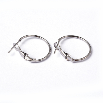 Platinum Color Brass Hoop Earrings, Nickel Free, 20mmx1.2mm
