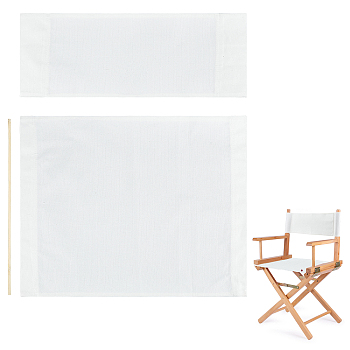 Canvas Cloth Chair Replacement, with 2 Wood Sticks, for Director Chair, Makeup Chair Seat and Back, WhiteSmoke, 53x20x0.6cm and 53x41x0.6cm, 2pcs/set