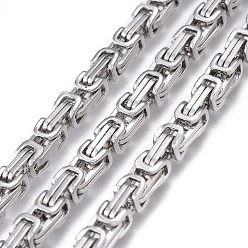 304 Stainless Steel Byzantine Chains, Unwelded, Stainless Steel Color, 8~11.5x5mm