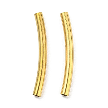 304 Stainless Steel Tube Beads, Curved Tube, Golden, 20x2mm, Hole: 1.5mm