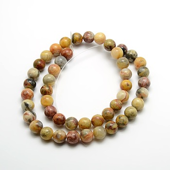 Round Natural Crazy Agate Beads Strands, 8mm, Hole: 1mm, about 47pcs/strand, 15.7 inch