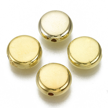 CCB Plastic Beads, for DIY Jewelry Making, Flat Round, Golden, 9x4mm, Hole: 1.2mm