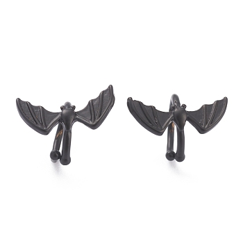 Brass Cuff Earrings for Halloween, Bat Ear Cuff Non Pierced Earring, Electrophoresis Black, 10x14.5x1.5mm