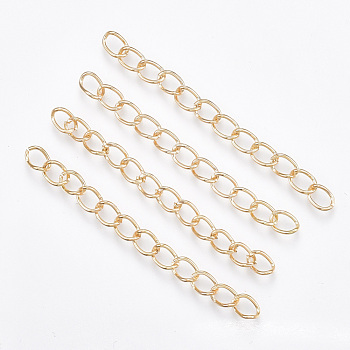 Iron Chain Extender, Curb Chains, Nickel Free, Light Gold, 50mm, Link: 5~5.5x3.5~4x0.5mm